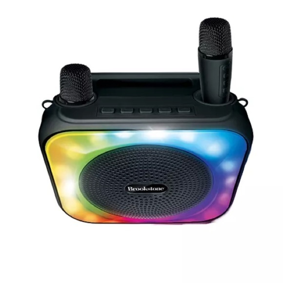 Brookstone Karaoke Dynamite Duo Wireless Led Speaker With 2 Wireless Microphones - Picture 2 of 13